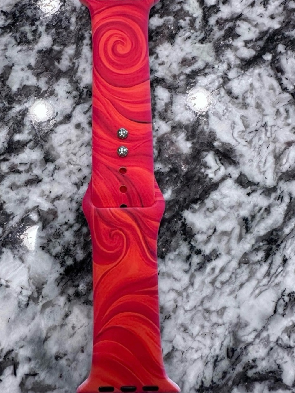 Apple Red Swirl Silicone Watch Band